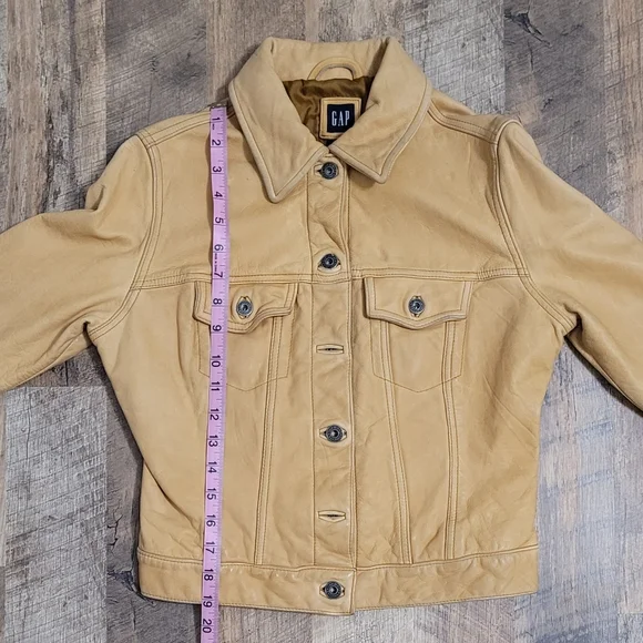 Spring 2026 Trend Vinatge GAP Tan Leather Jacket - Picture 5 of 16